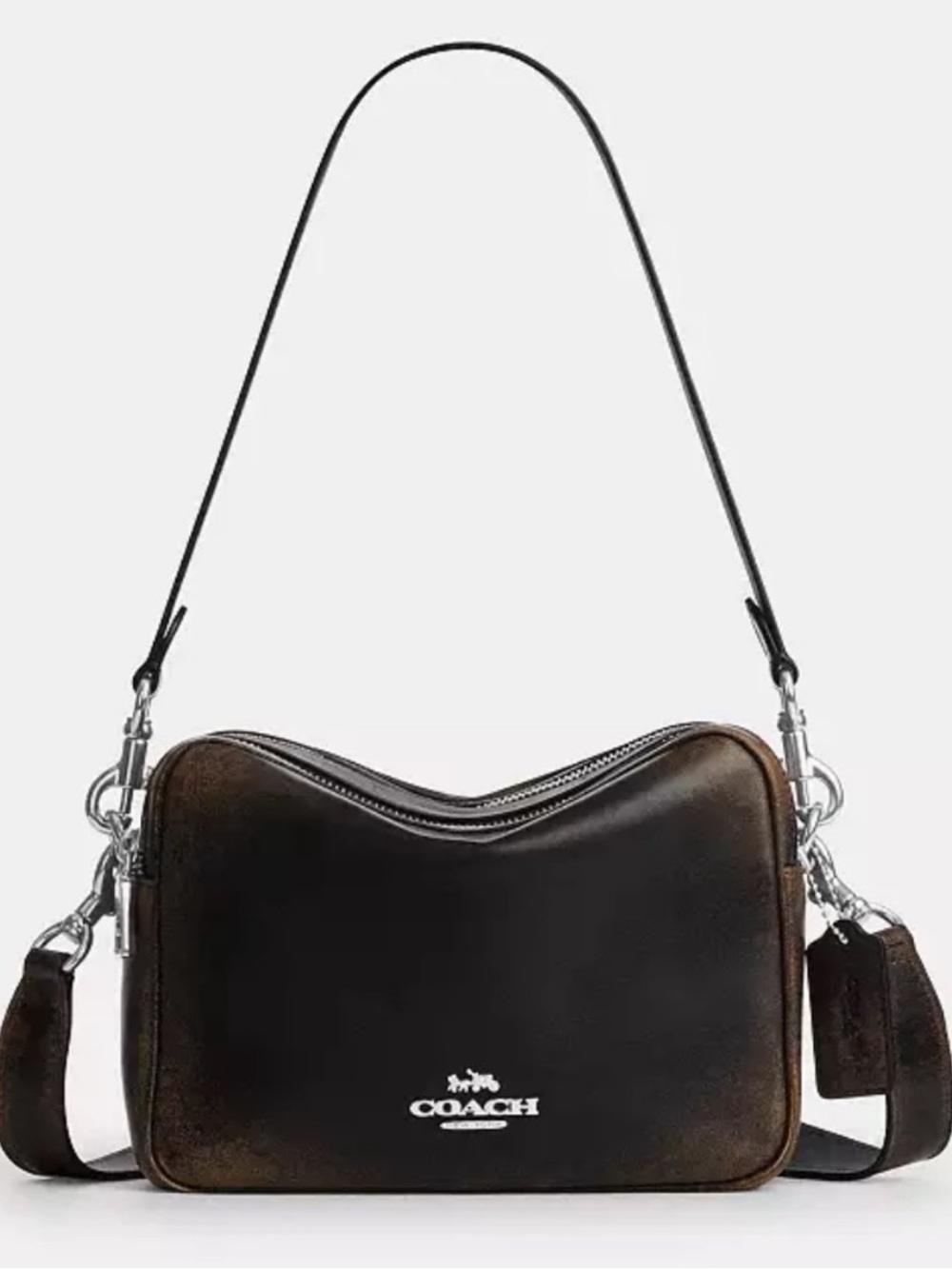 COACH SET Loved Leather Carey Crossbody Bag & Matching Card Case w/Charms Wallet - Picture 2 of 16